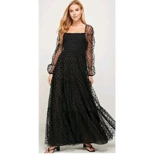 Black Polka Dot Dress See And Be Seen Medium New With Tags